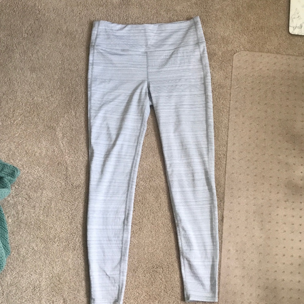Athleta size L leggings - white/light blue texture